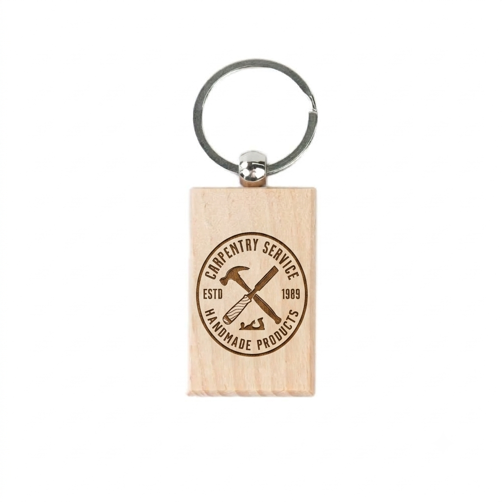 Custom Wooden Rectangular Keyring - Laser Engraved Set Of 24