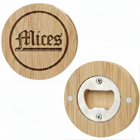 Custom Wooden Round Magnetic Bottle Opener - Laser Engraved Set Of 24